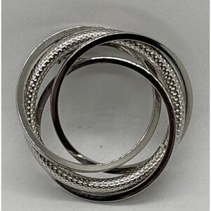 Brooch Textured Silver Tone 3D Layered Circle Black Gothic